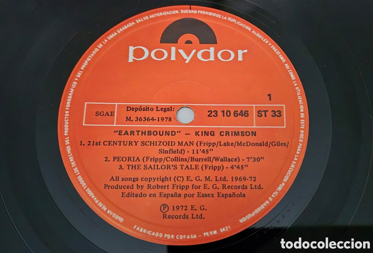 Discos de vinilo: King Crimson &ndash; Earthbound LP Spain - Foto 3