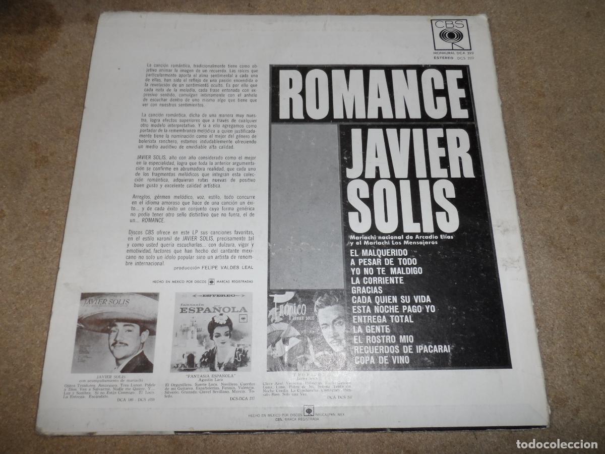 Discos de vinilo: Javier Sol&iacute;s &ndash; Romance (MEXICO 1964) - Foto 2