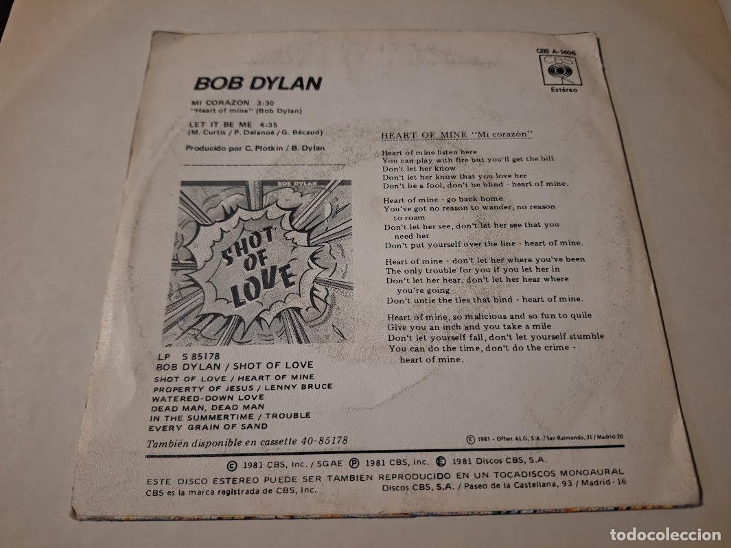 Discos de vinilo: BOB DYLAN - MI CORAZON 7&rdquo; SINGLE CBS 1982 - FOLK ROCK - Foto 2