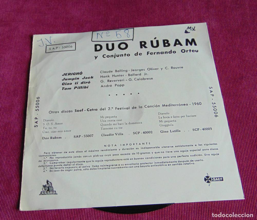 Discos de vinilo: DUO RUBAM - JERICHO + 3 - EP SAEF 1960 - Foto 7