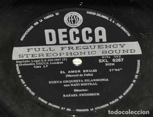 Discos de vinilo: LP El Amor Brujo - Fr&uuml;hbeck - Foto 3