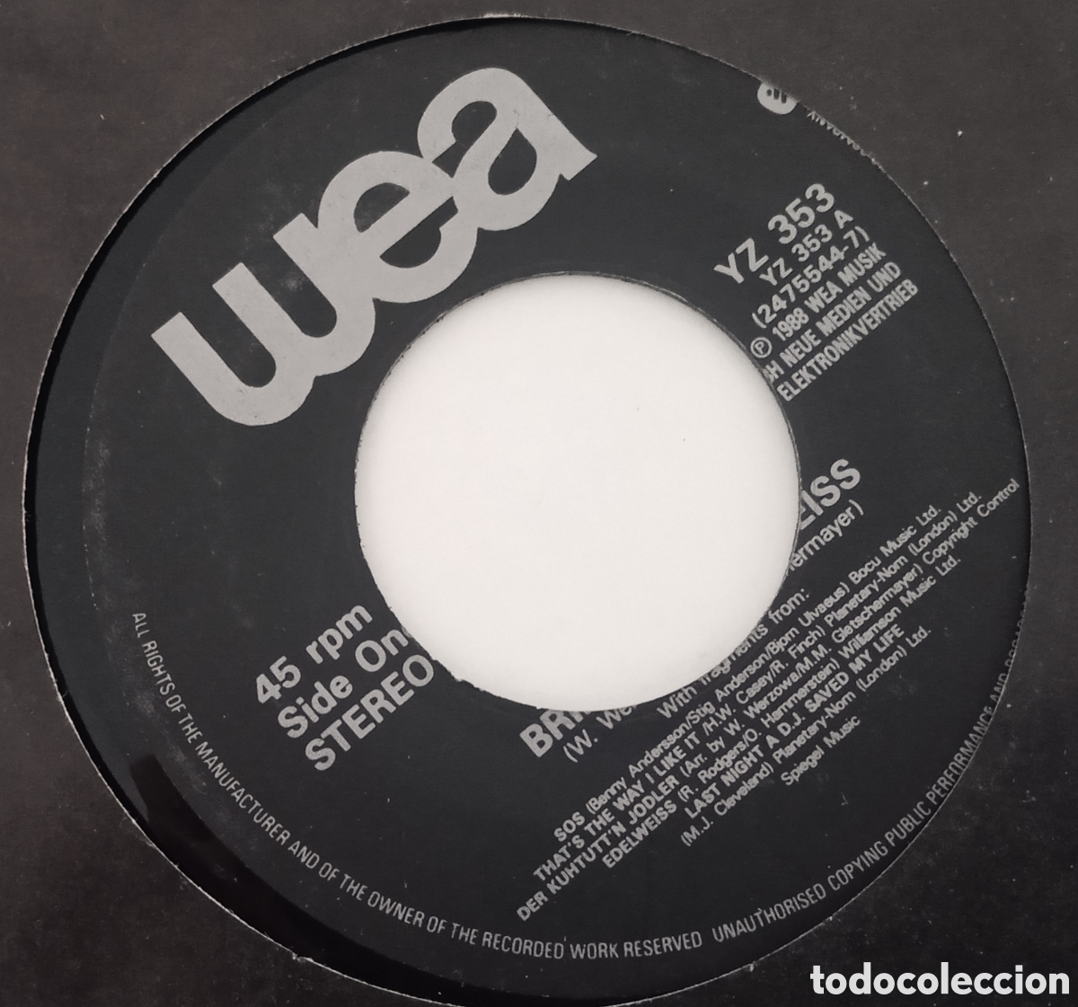 Discos de vinilo: EDELWEISS - Bring me Edelweiss (1988) single - Foto 3