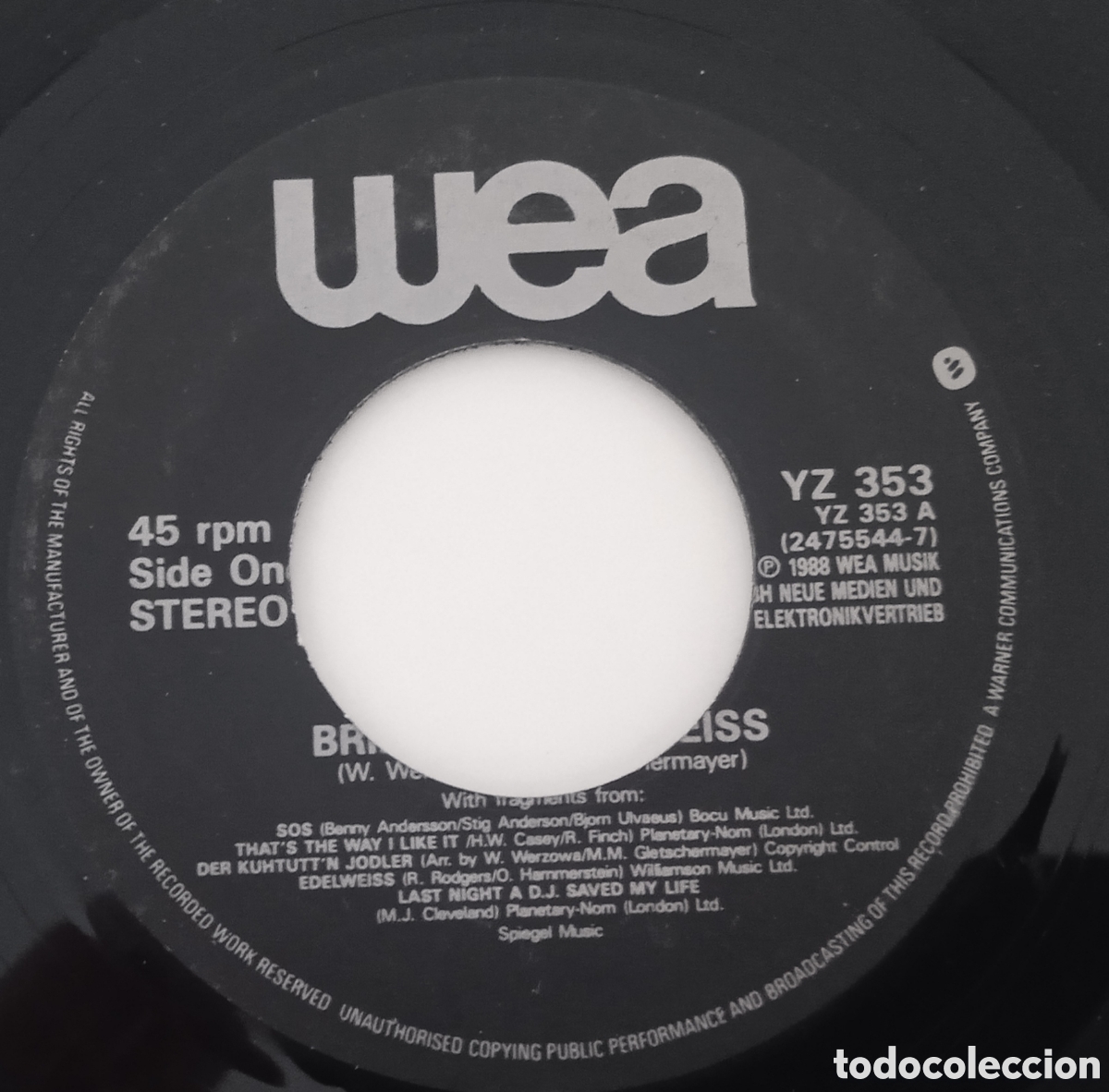 Discos de vinilo: EDELWEISS - Bring me Edelweiss (1988) single - Foto 1