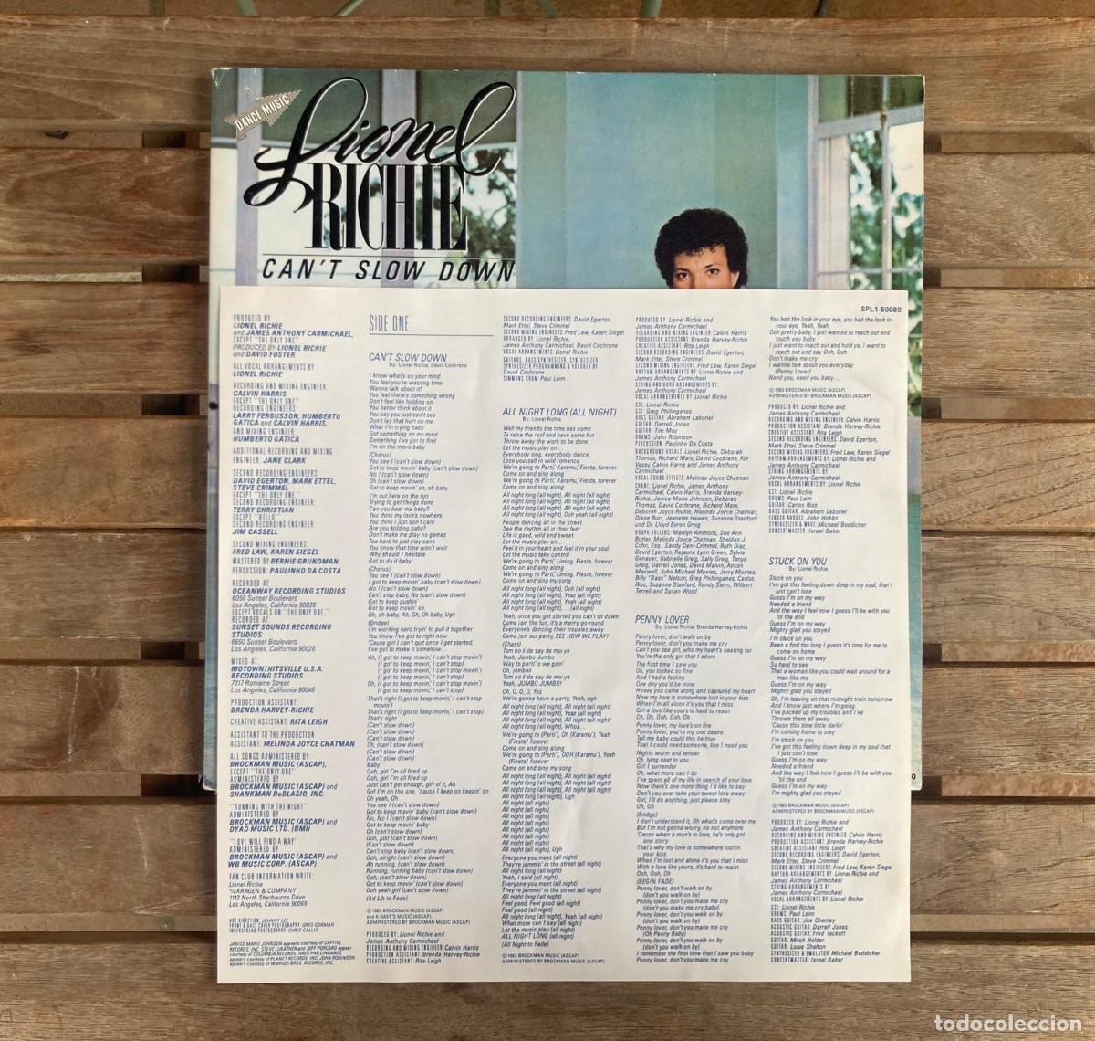 Discos de vinilo: LIONEL RICHIE - CAN&acute;T SLOW DOWN - Foto 3