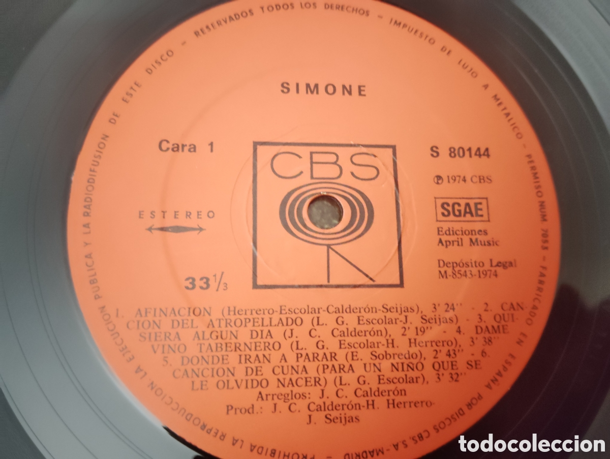 Discos de vinilo: SIMONE - SIMONE , 1974 ESPA&Ntilde;A. - Foto 5