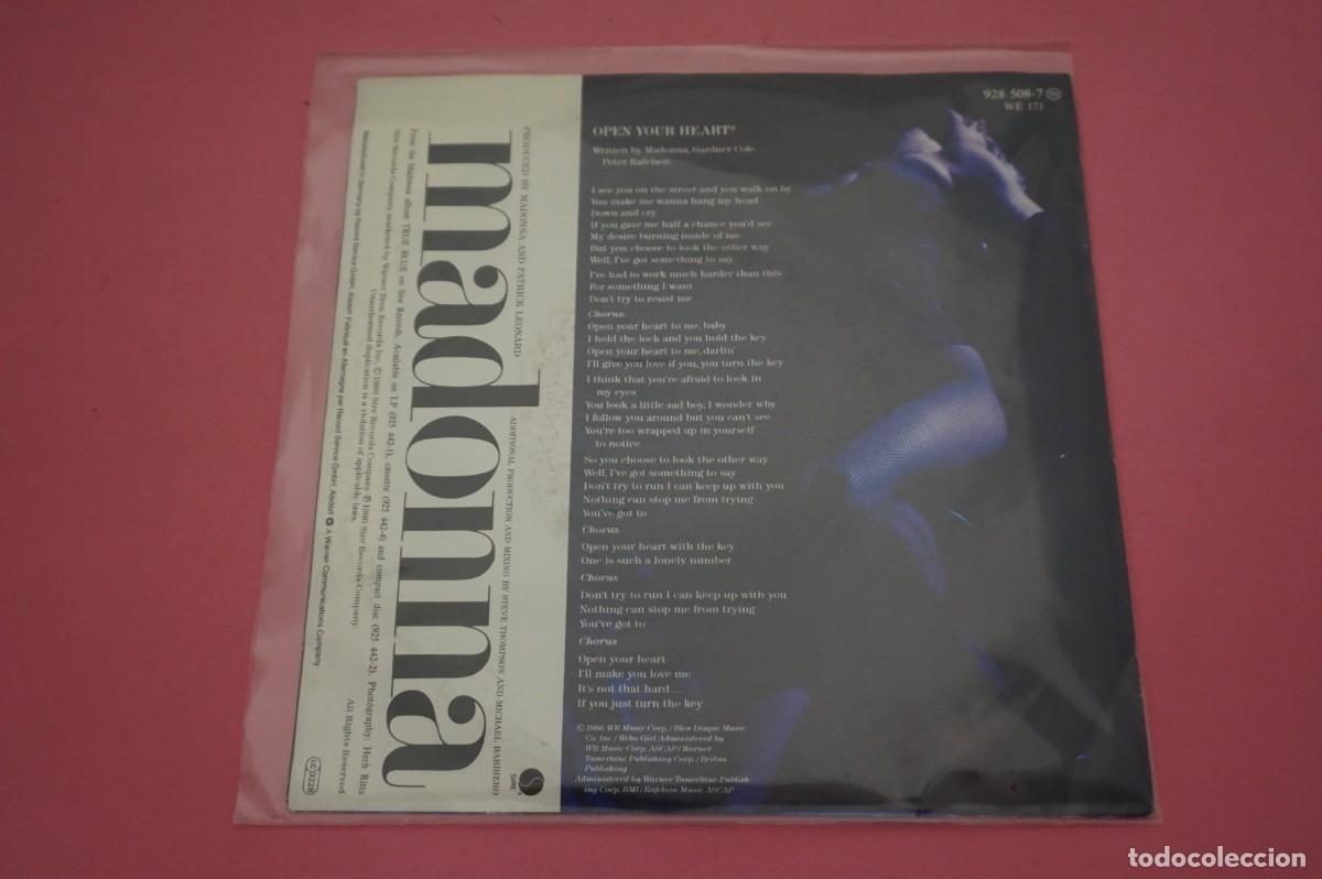 Discos de vinilo: SINGLE - MADONNA - OPEN YOUR HEART- DISCO EN EXCELENTE ESTADO - Foto 3