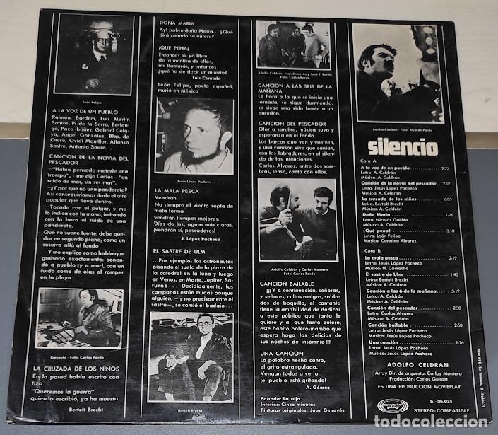Discos de vinilo: Adolfo Celdran - Silencio - LP Movieplay ref. S - 26.034. - Foto 5