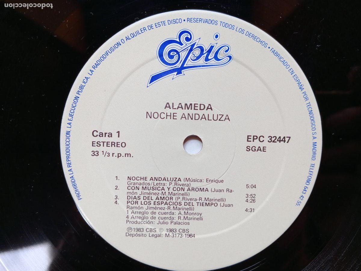 Discos de vinilo: Alameda - noche andaluza - Foto 3