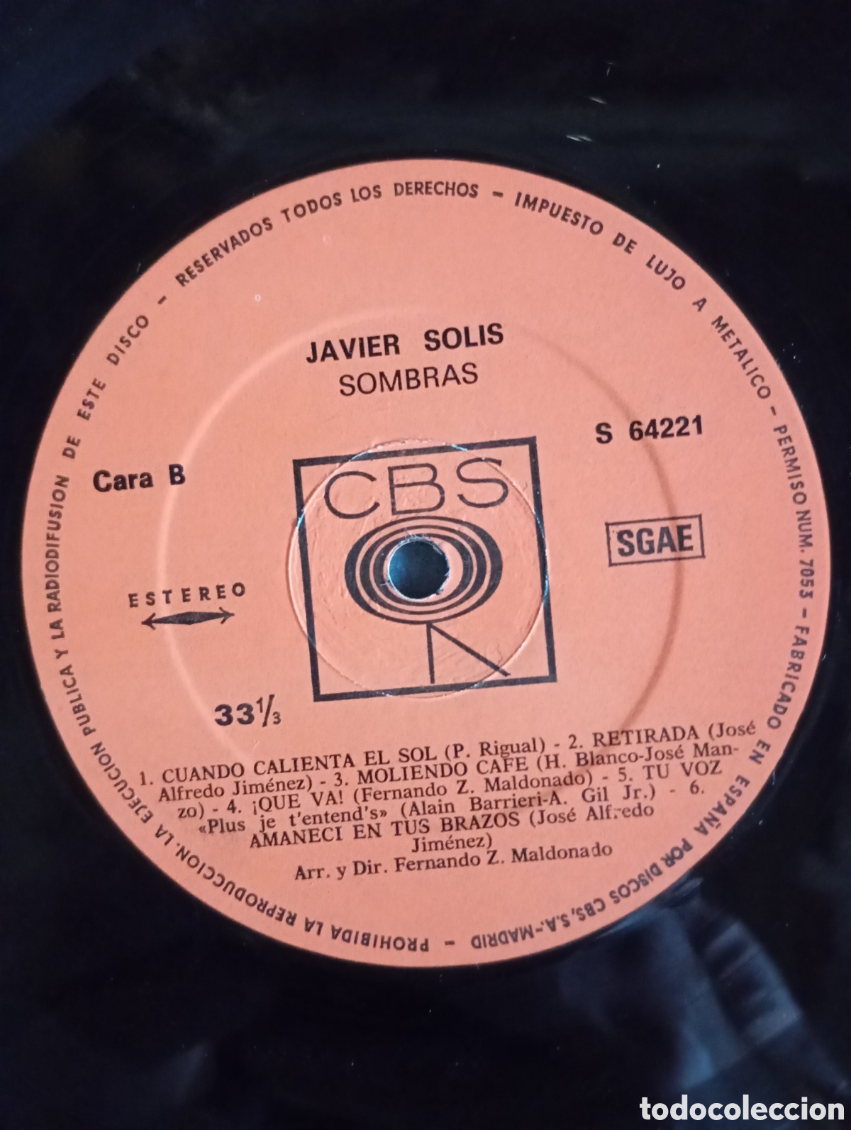 Discos de vinilo: JAVIER SOLIS - SOMBRAS - CBS - 1970 - Foto 5