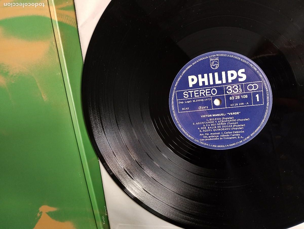 Discos de vinilo: V&iacute;ctor Manuel &lrm;&ndash; Verde 1973 - Foto 2
