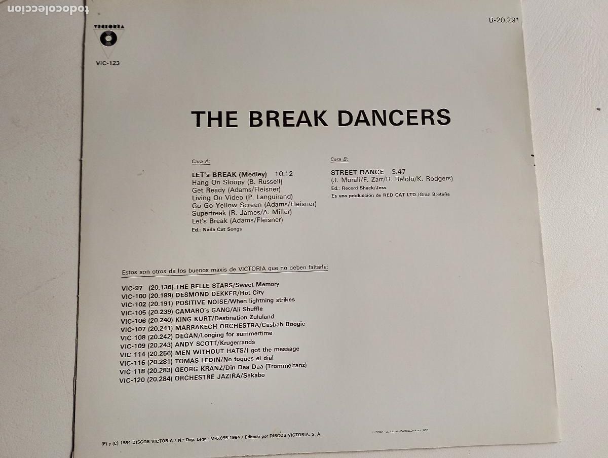Discos de vinilo: The Break Dancers 1984 ed espa&ntilde;ola - Foto 3