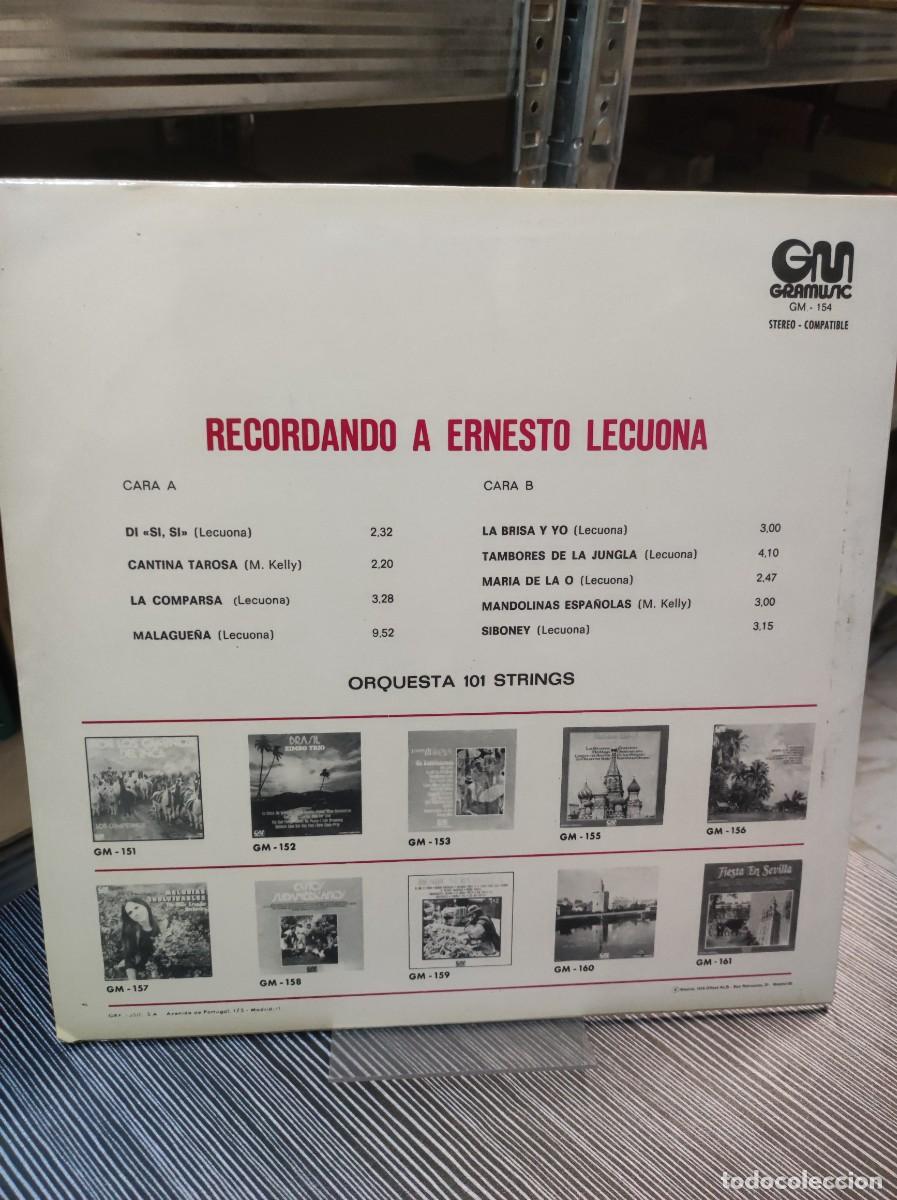 Discos de vinilo: Orquesta &rdquo;101 Strings&rdquo; &ndash; Recordando a Ernesto Lecuona - Foto 2