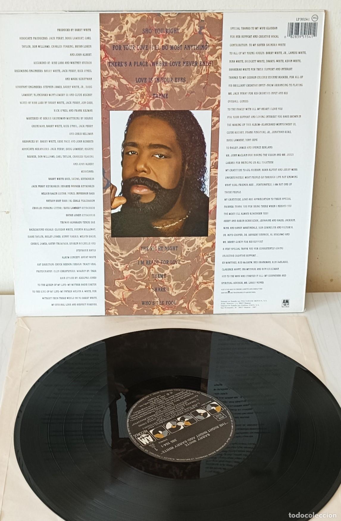 Discos de vinilo: BARRY WHITE - THE RIGHT NIGHT AND... A&M - 1987 - Foto 2