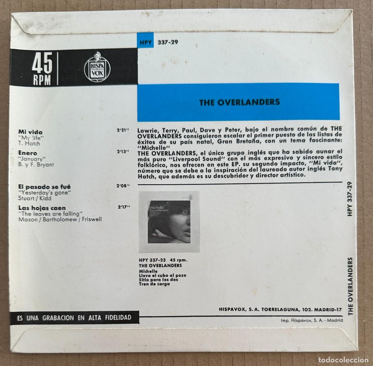 Discos de vinilo: THE OVERLANDERS EP MI VIDA PYE 1966 - Foto 2