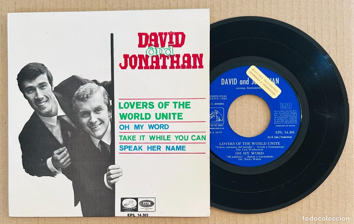 Discos de vinilo: DAVID & JONATHAN EP LOVERS WORLD UNITE PROMOCIONAL 1966 - Foto 1