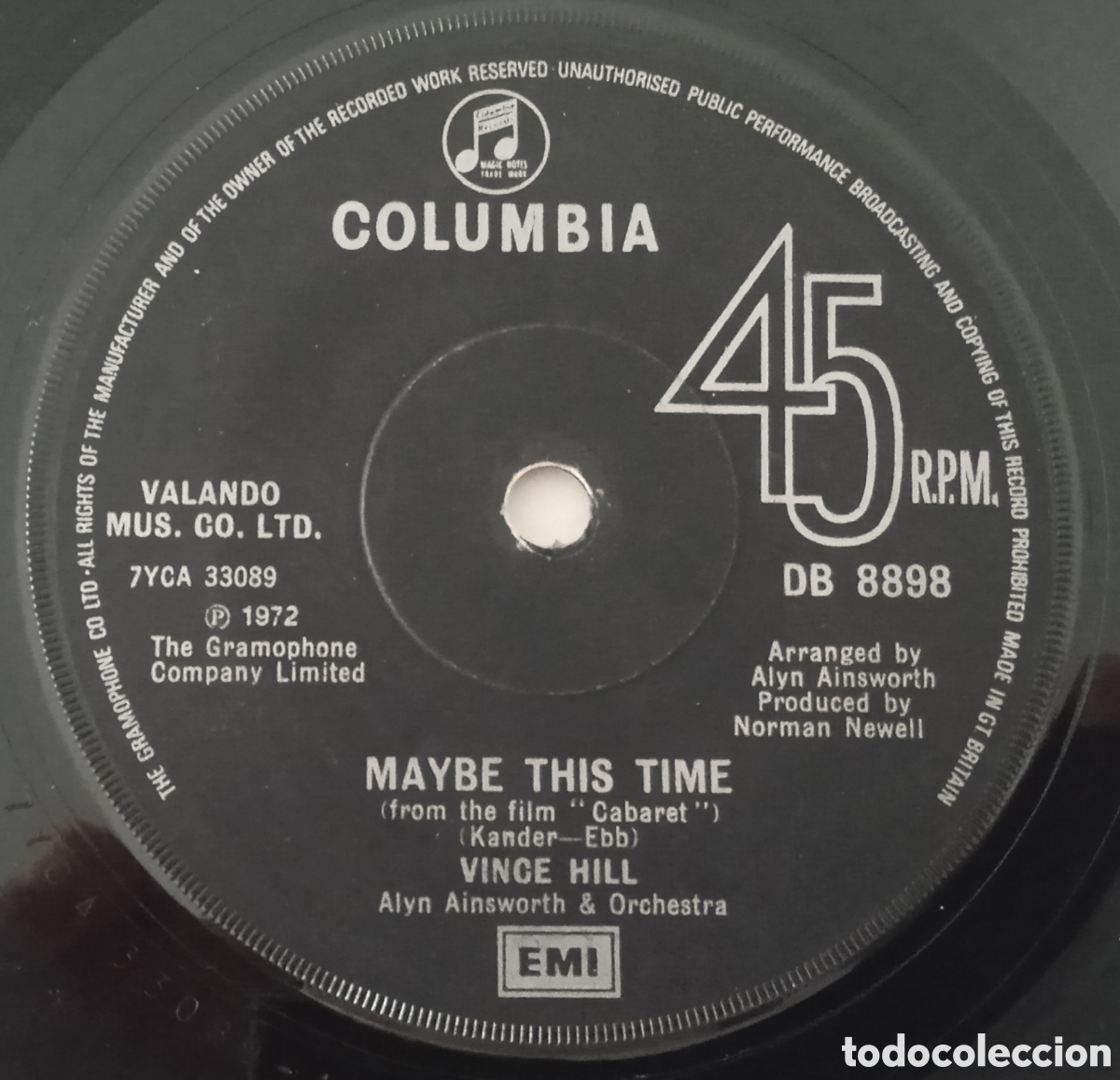 Discos de vinilo: VINCE HILL - Maybe this time (1972) single - Foto 1