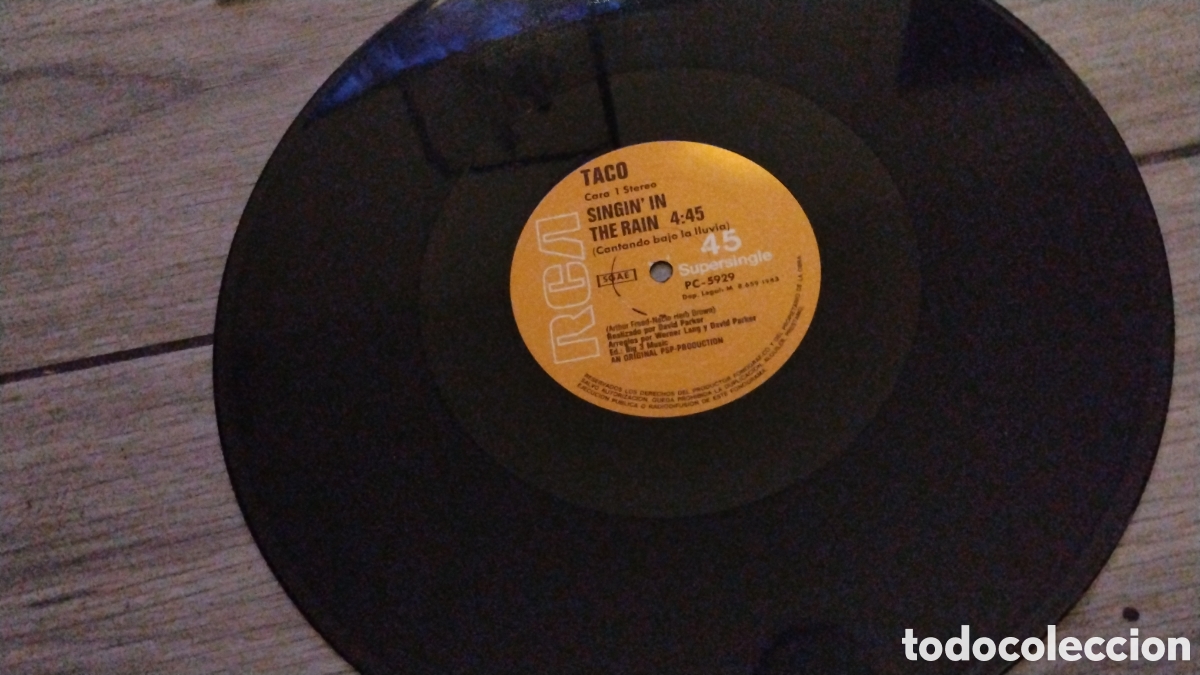 Discos de vinilo: TACO-SINGINGINTHE RAIN-MAXI-RCA/SPAIN-IB - Foto 3