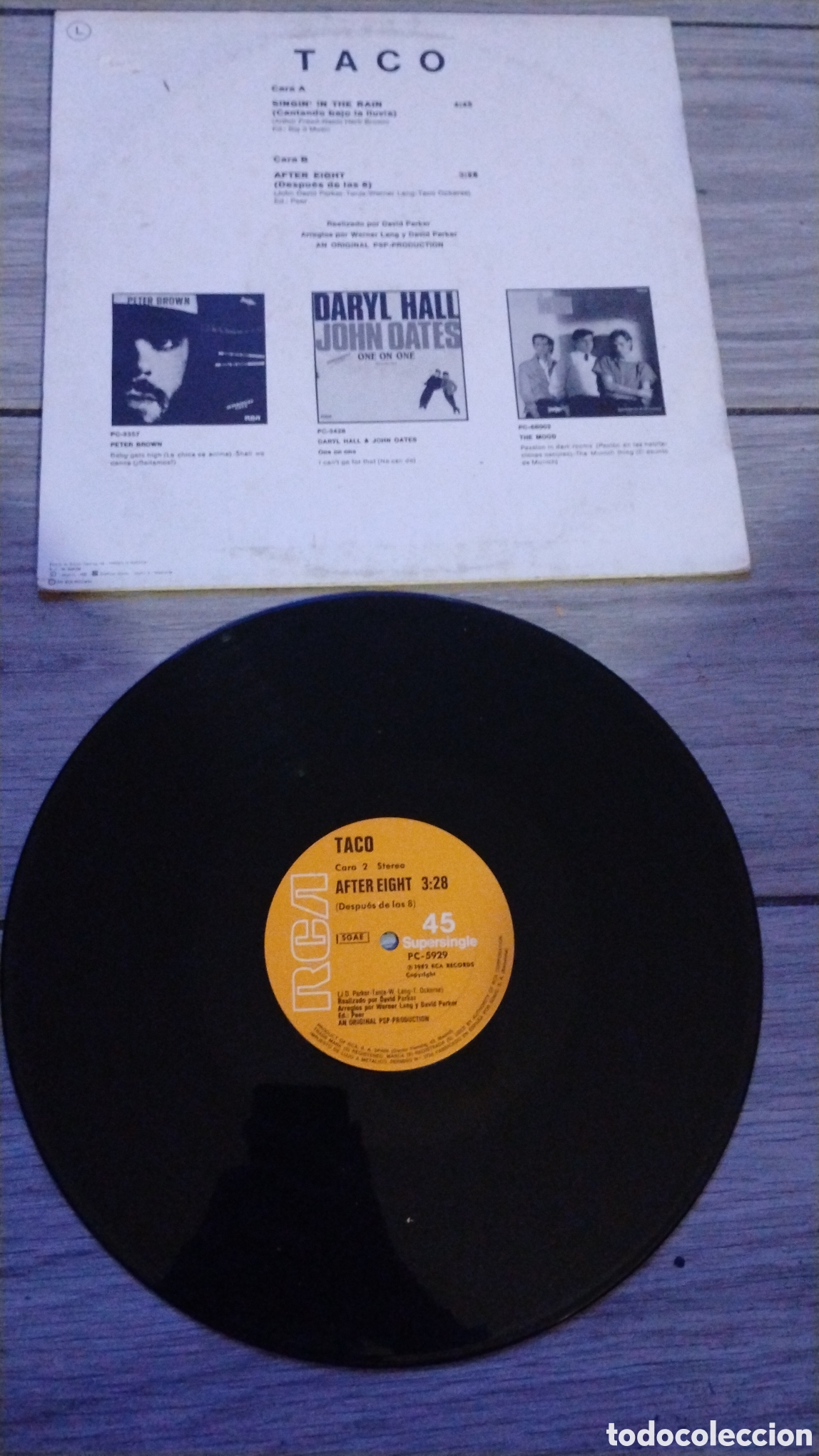 Discos de vinilo: TACO-SINGINGINTHE RAIN-MAXI-RCA/SPAIN-IB - Foto 4