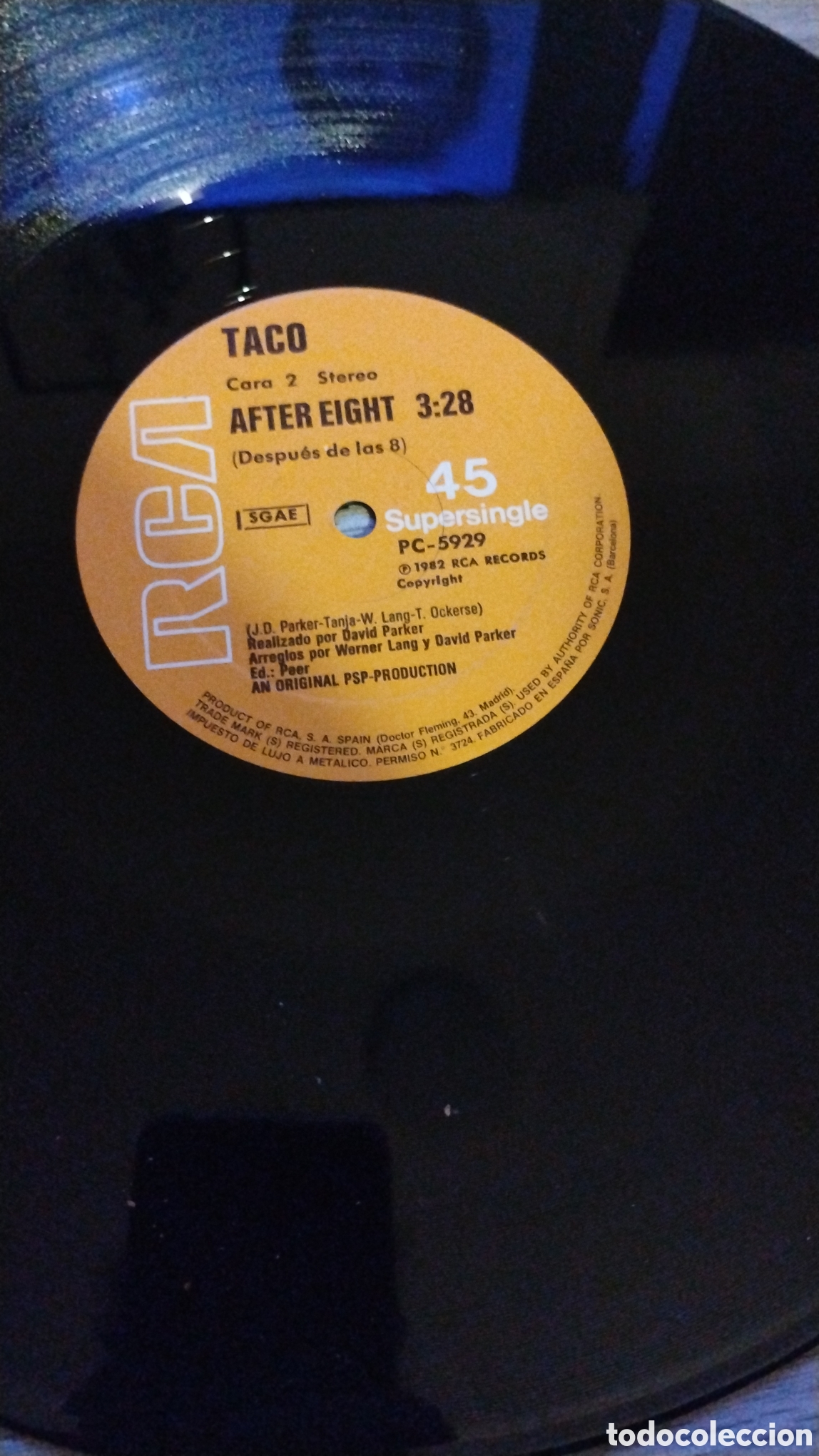 Discos de vinilo: TACO-SINGINGINTHE RAIN-MAXI-RCA/SPAIN-IB - Foto 5