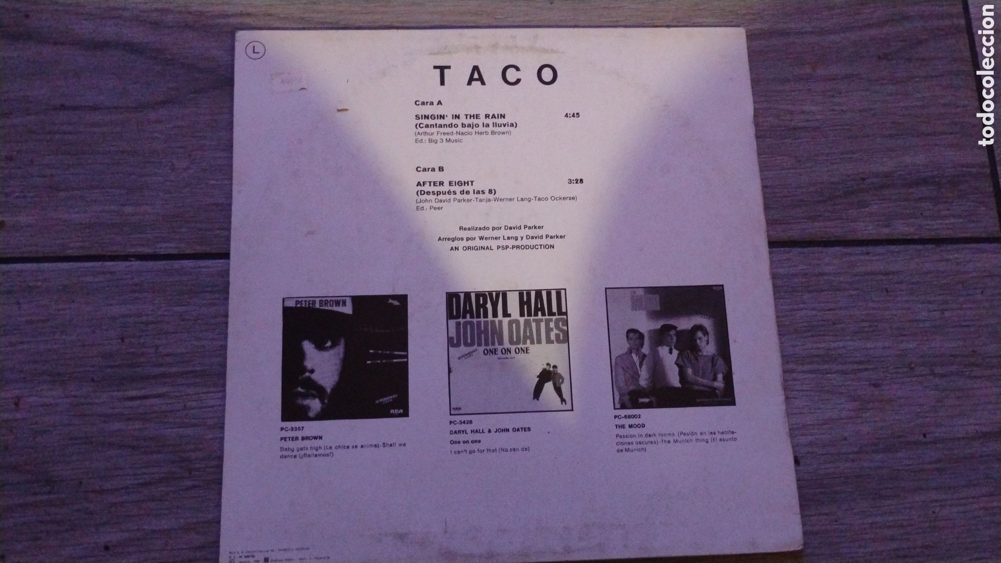 Discos de vinilo: TACO-SINGINGINTHE RAIN-MAXI-RCA/SPAIN-IB - Foto 6