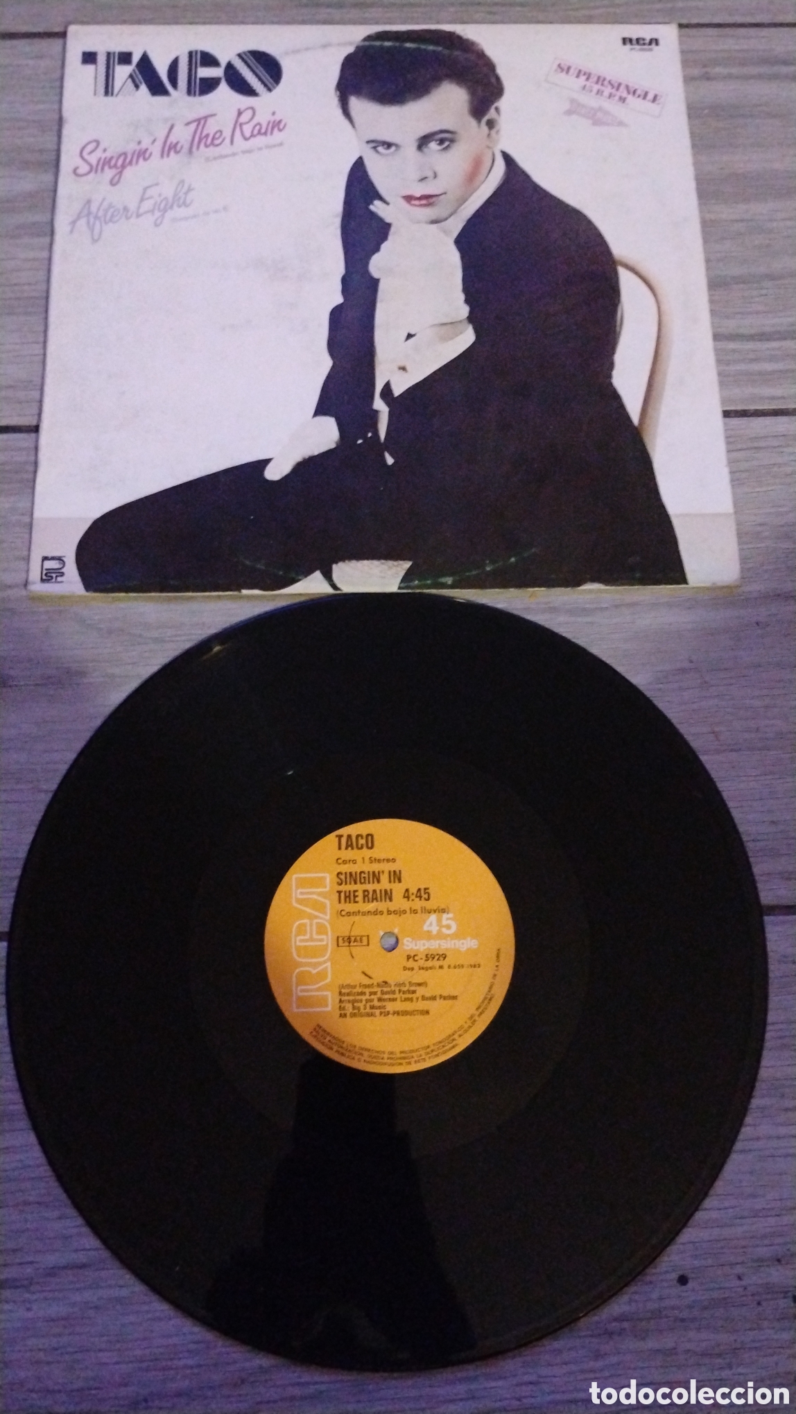 Discos de vinilo: TACO-SINGINGINTHE RAIN-MAXI-RCA/SPAIN-IB - Foto 2