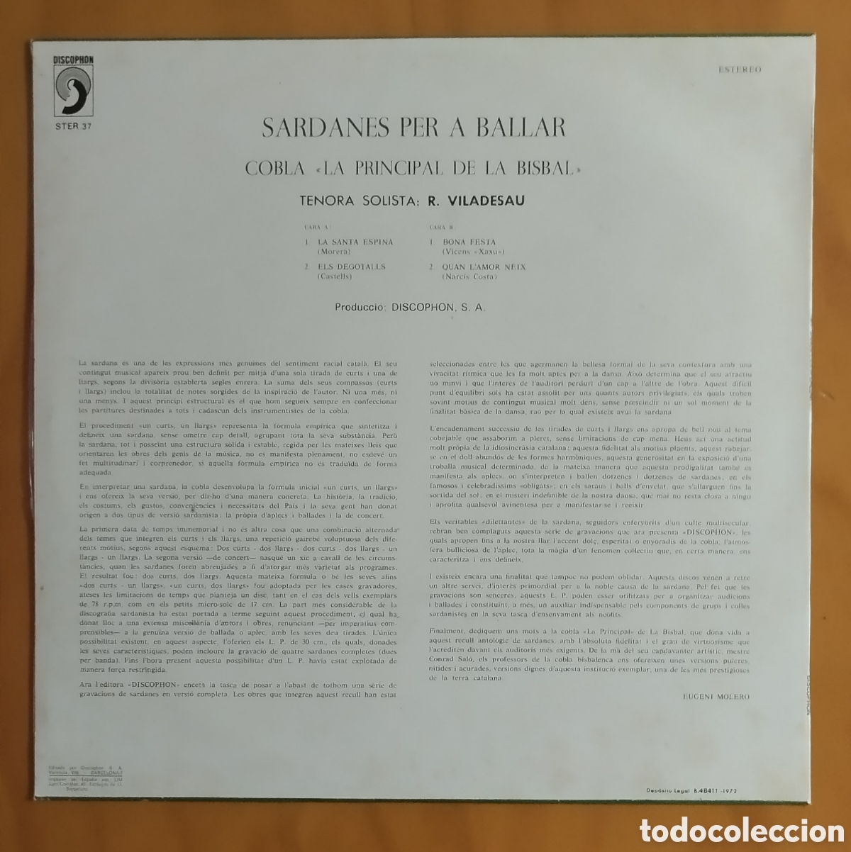 Discos de vinilo: 4 LP SARDANES PER A BALLAR, COMPLETES - Foto 6