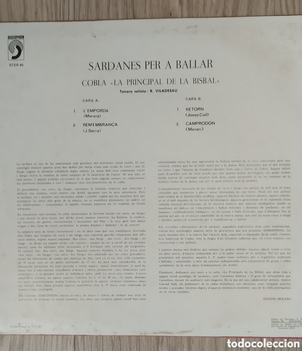 Discos de vinilo: 4 LP SARDANES COMPLETES PER A BALLAR - Foto 2