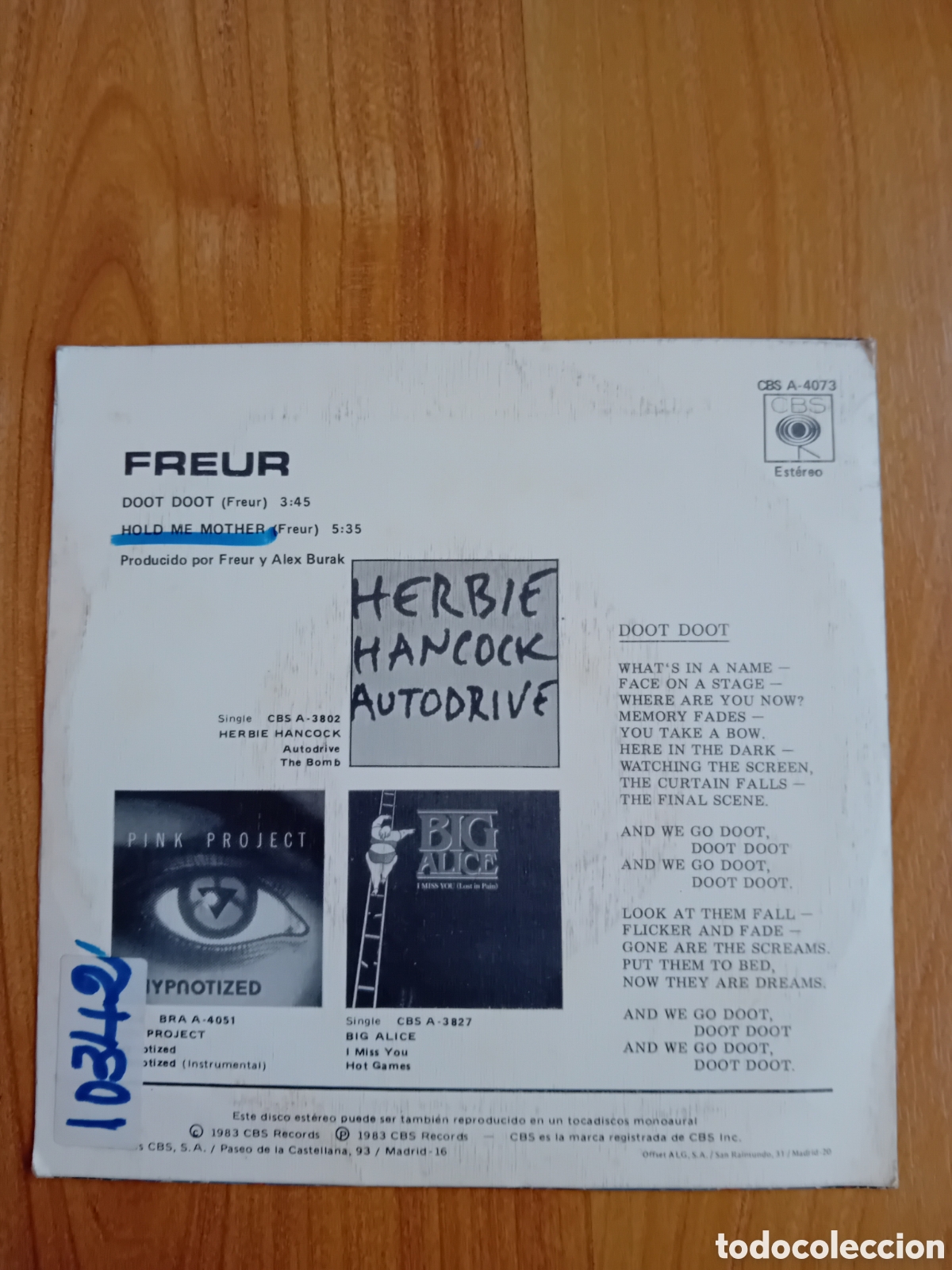 Discos de vinilo: FREUR. DOOT DOOT. HOLD ME MOTHER - Foto 2