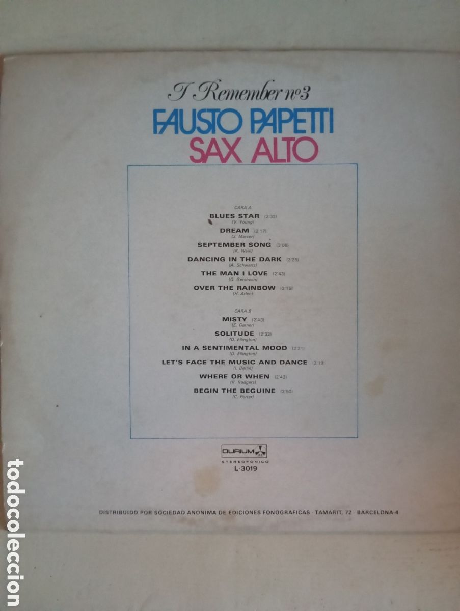Discos de vinilo: FAUSTO PAPETTI - I REMEMBER n&ordm; 3 - DURIUM - 1978 - Foto 6