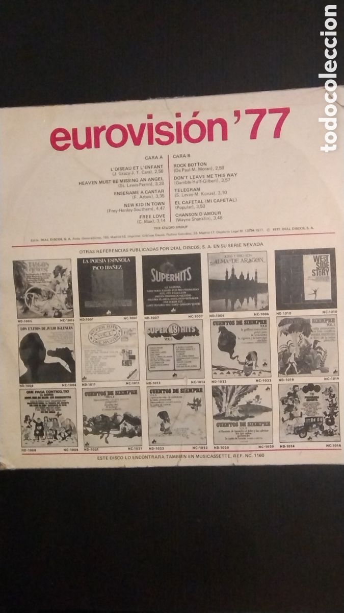 Discos de vinilo: Eurovisi&oacute;n 77 disco lp - Foto 2
