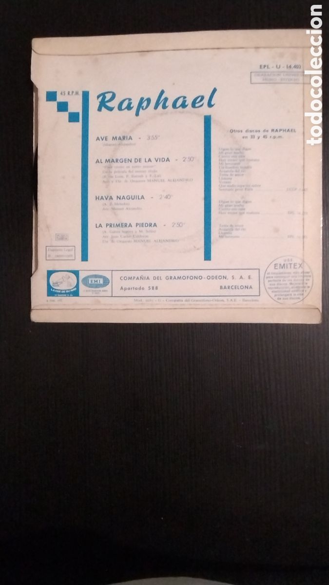 Discos de vinilo: Rafael ave Mar&iacute;a 45 rpm - Foto 2