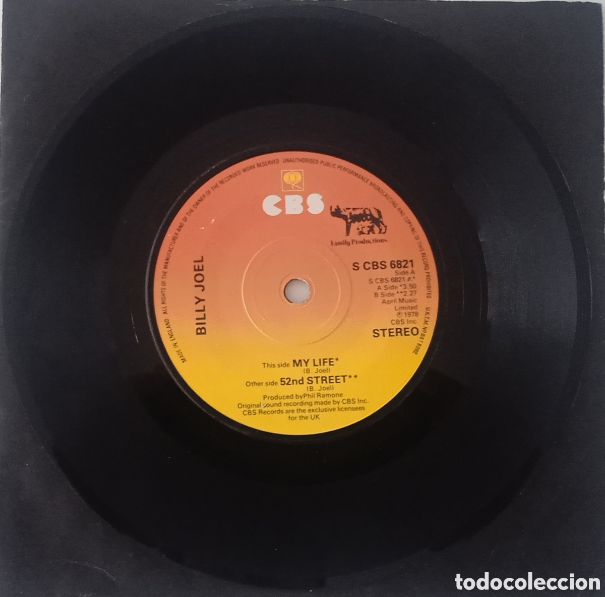 Discos de vinilo: BILLY JOEL - My Life (1978) single - Foto 3