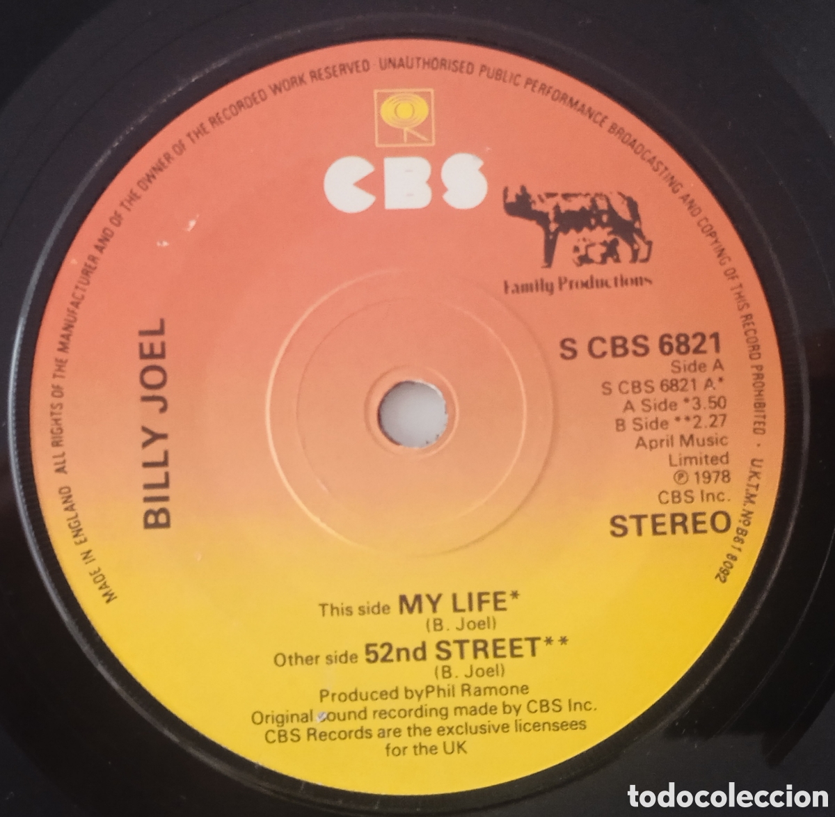 Discos de vinilo: BILLY JOEL - My Life (1978) single - Foto 1
