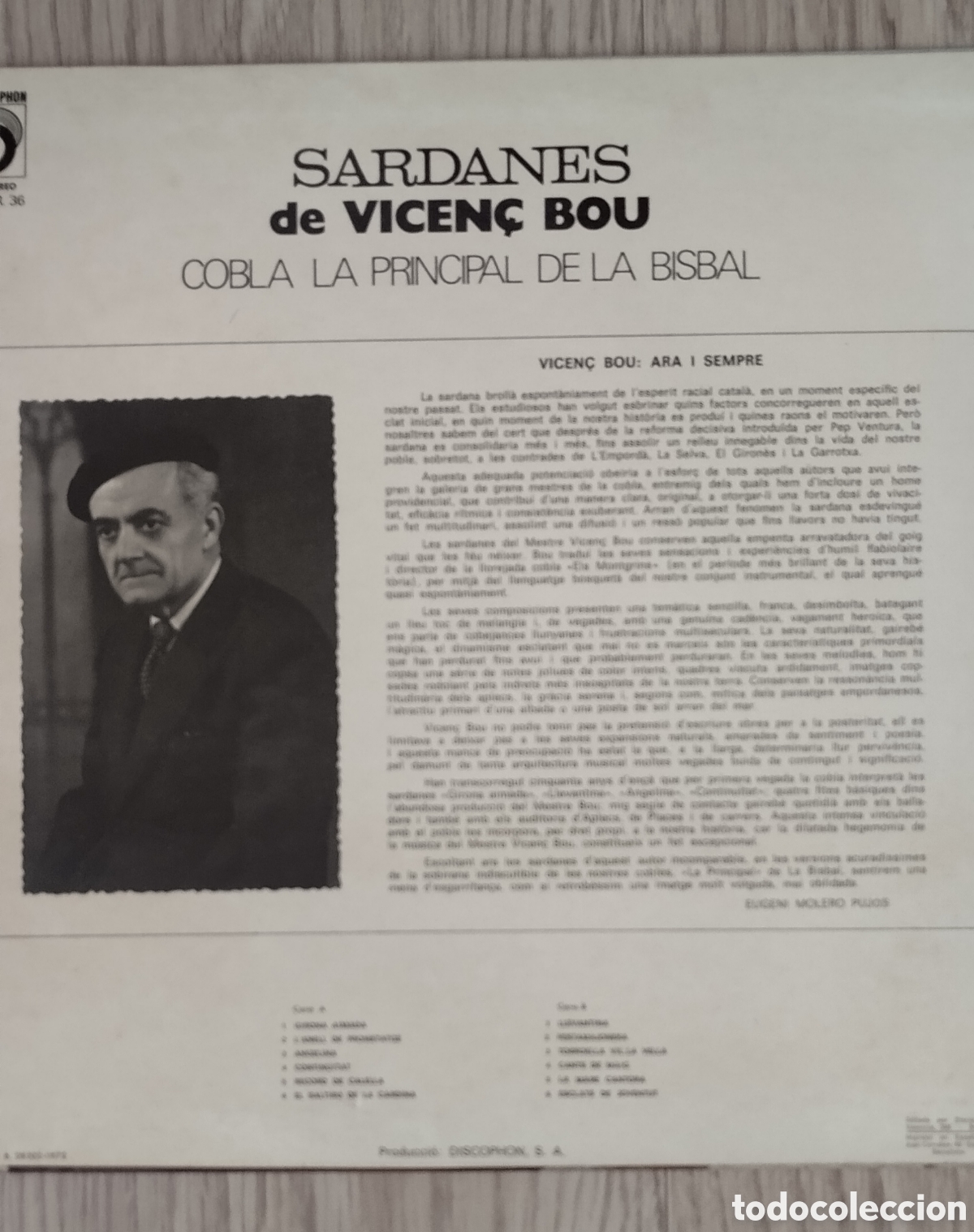 Discos de vinilo: SARDANES DE VICEN&Ccedil; BOU - Foto 2