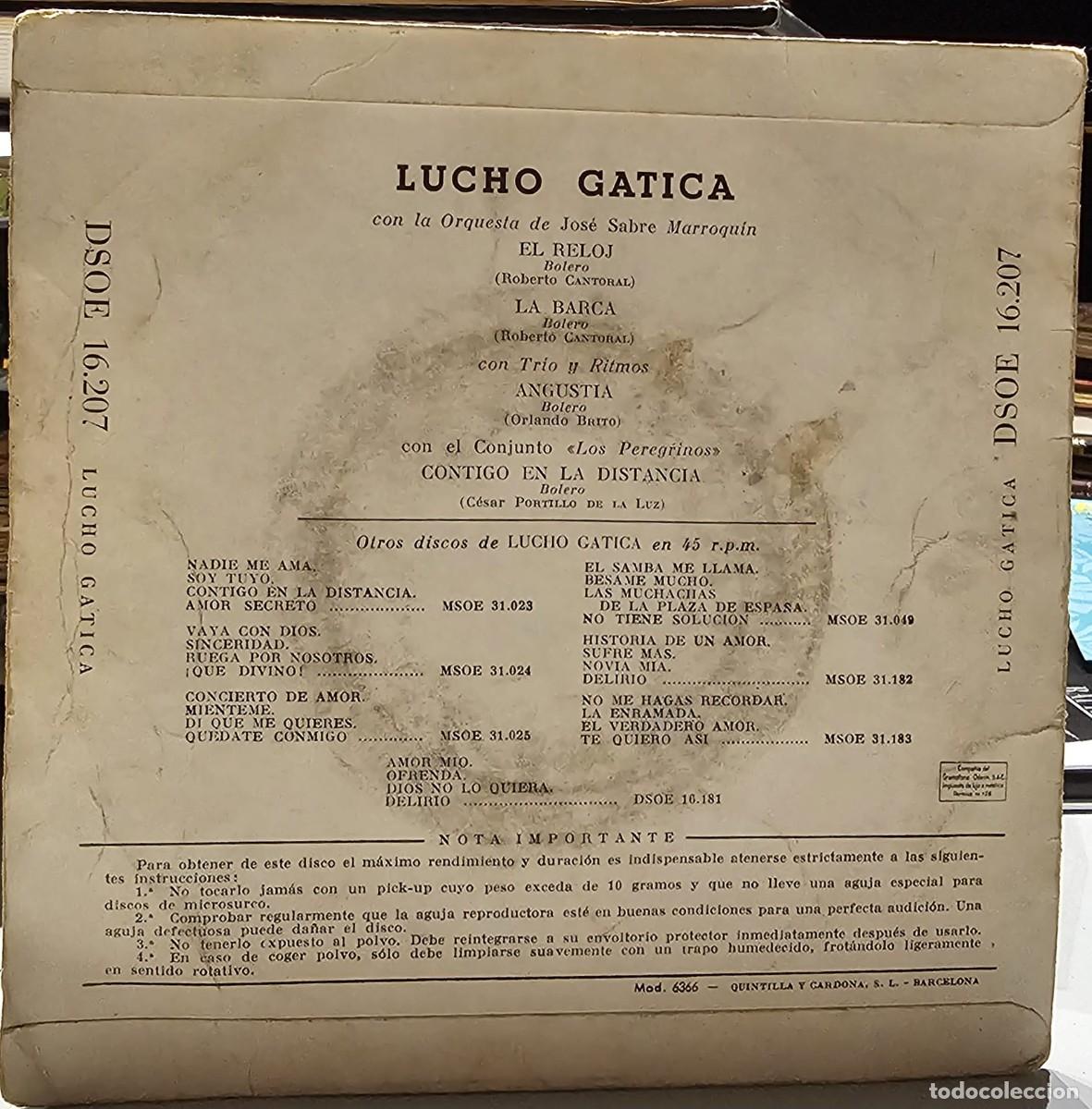 Discos de vinilo: Vinilo Lucho Gatica con Orquesta de Jose Sabre - Foto 2