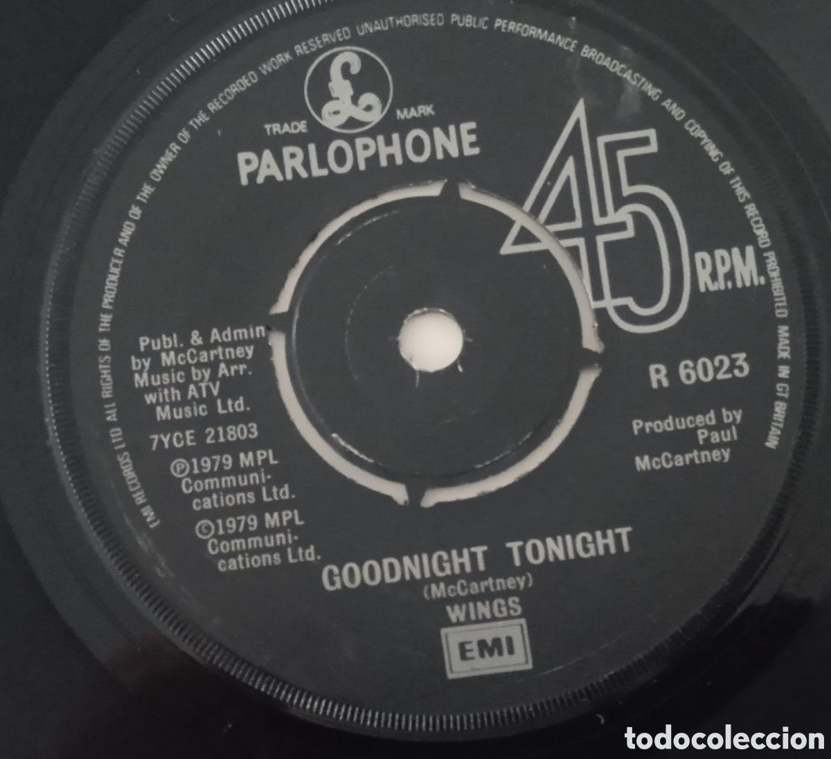 Discos de vinilo: WINGS - Goodnight tonight (1979) single - Foto 1