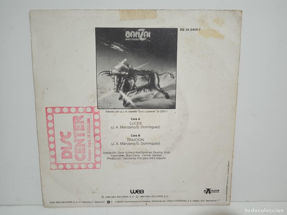 Discos de vinilo: Banzai - Luces / Traicion - Single - 1984 - Foto 2