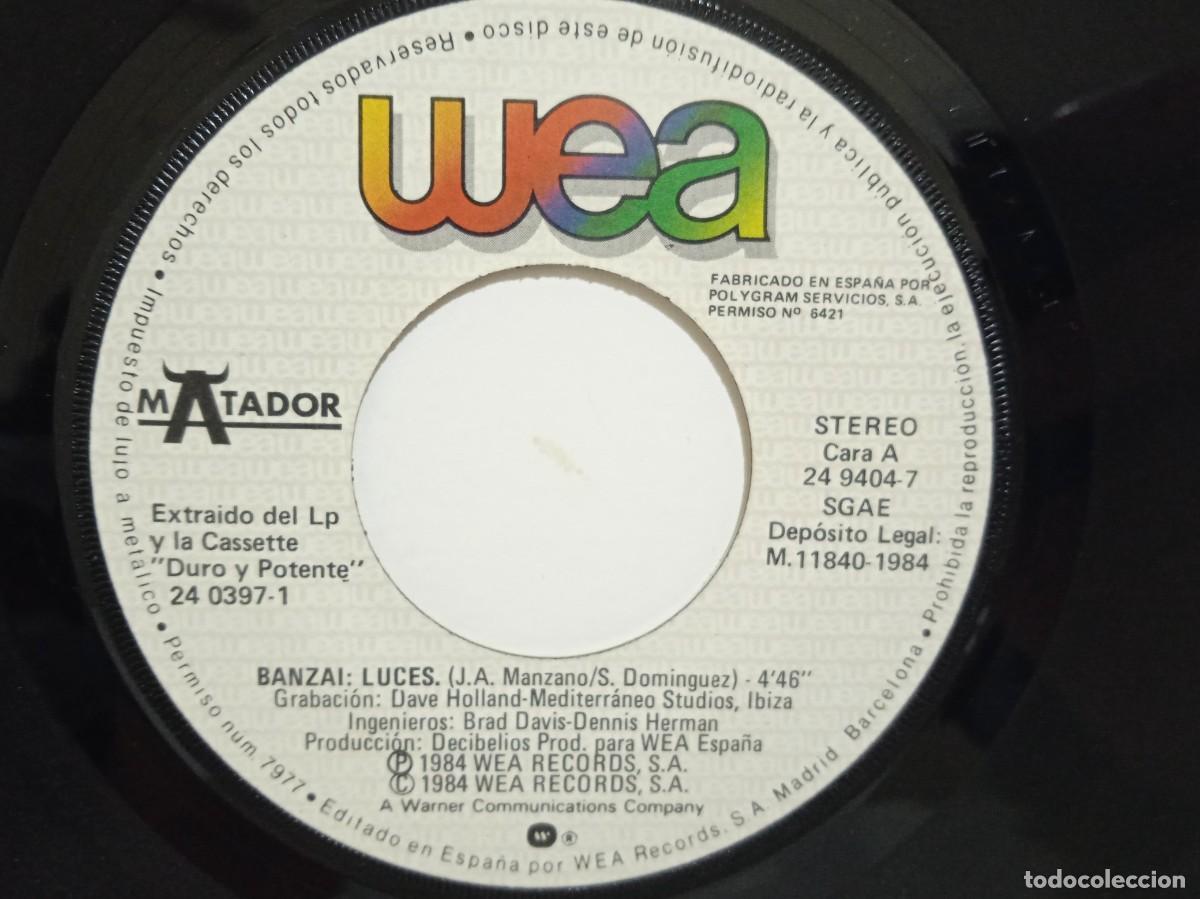 Discos de vinilo: Banzai - Luces / Traicion - Single - 1984 - Foto 4
