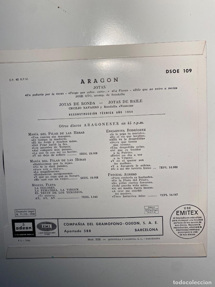 Discos de vinilo: Arag&oacute;n. Jotas. Jose Oto. Odeon - Foto 2