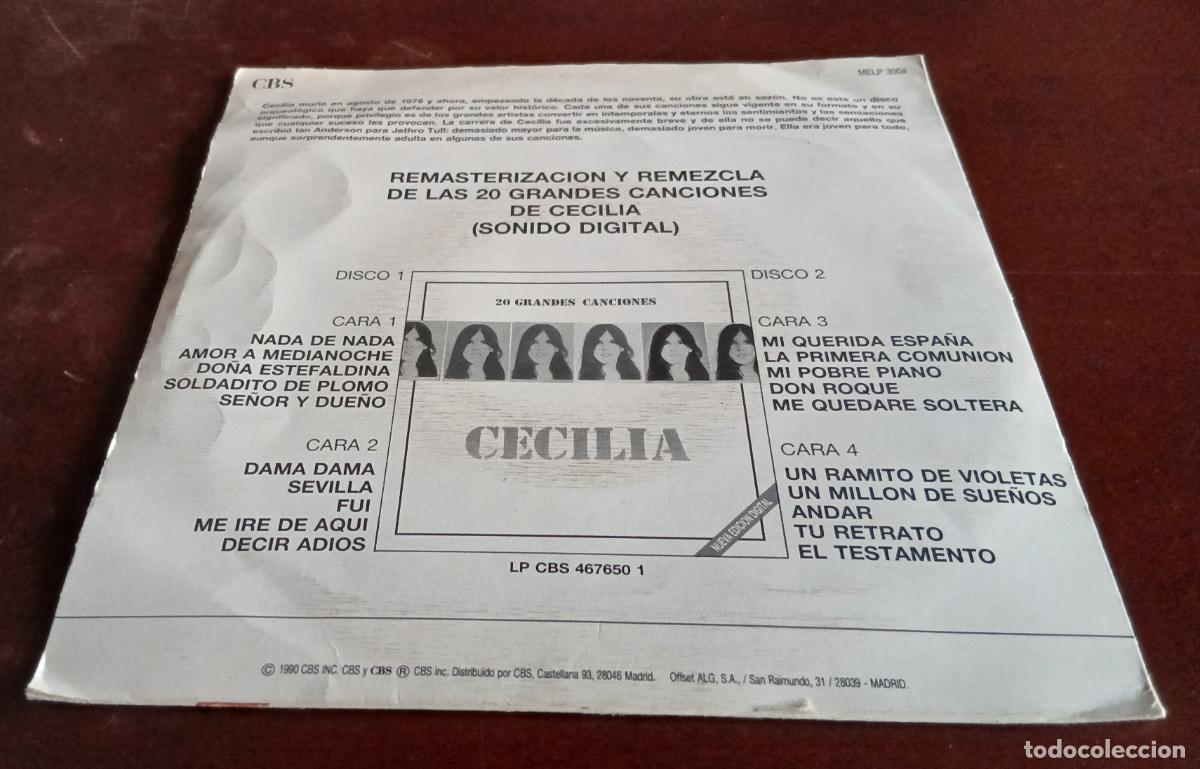 Discos de vinilo: CECILIA - NADA DE NADA - NUEVA EDICION DIGITAL - SINGLE - 1990 - Foto 2