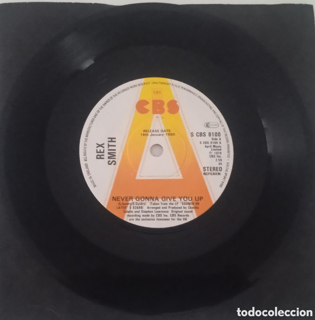 Discos de vinilo: REX SMITH - Never gonna give you up (1979) single - Foto 3