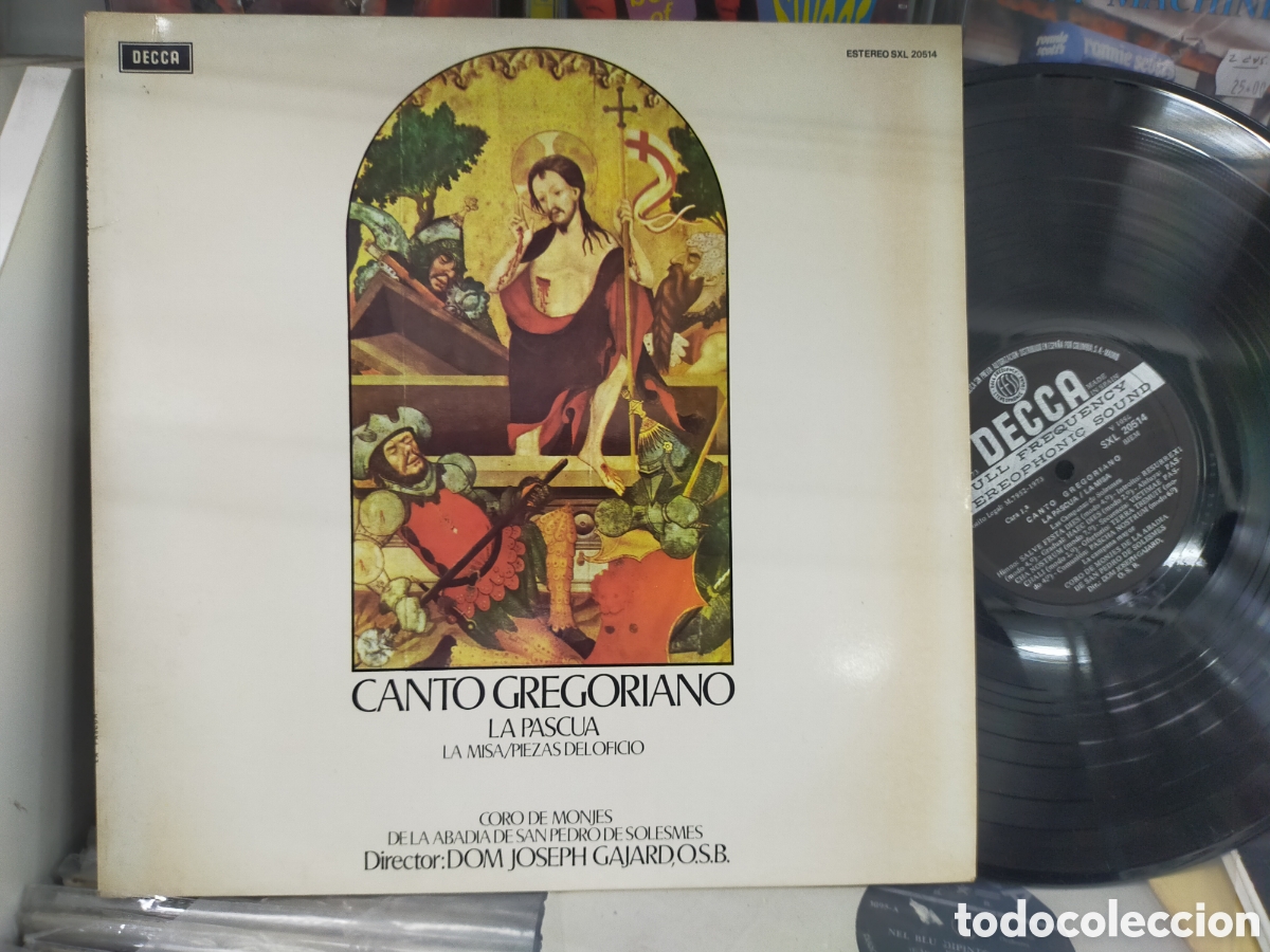 Discos de vinil: Canto gregoriano LP la pascua coro monjes abad&iacute;a San Pedro solesmes 1973