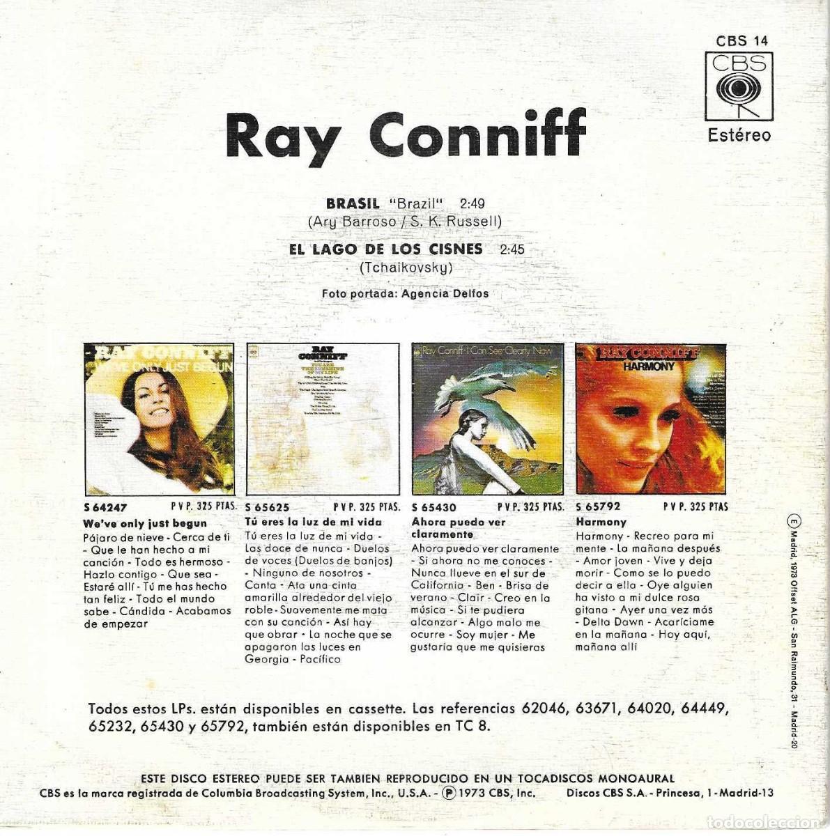 Discos de vinilo: RAY CONNIFF - BRASIL / EL LAGO DE LOS CISNES - DISCOS CBS - 1973 - Foto 4