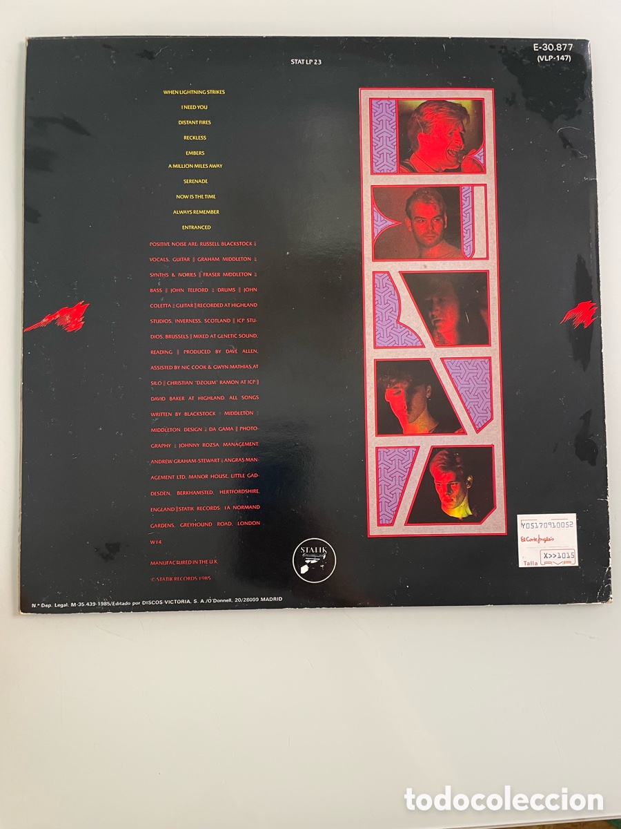 Discos de vinilo: Disco Vinilo.- Positive Noise: Distant fires. STATIK 1985. - Foto 4