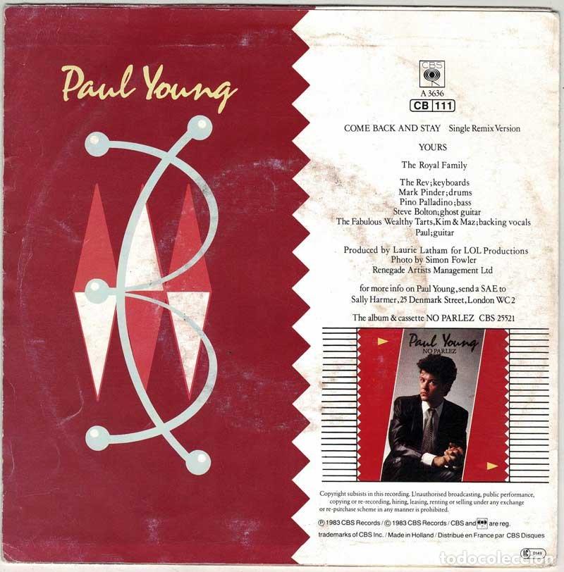 Discos de vinilo: Paul Young - Come Back and Stay. Single - Foto 2