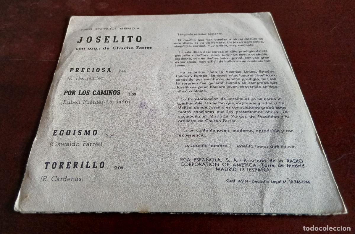 Discos de vinilo: JOSELITO - PRECIOSA + 3 EP.S - 1966 - Foto 2