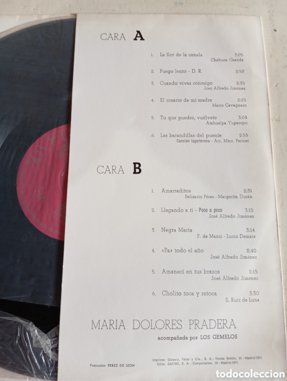 Discos de vinilo: EXITOS DE MARIA DOLORES PRADERA - ZAFIRO - 1971 - Foto 7