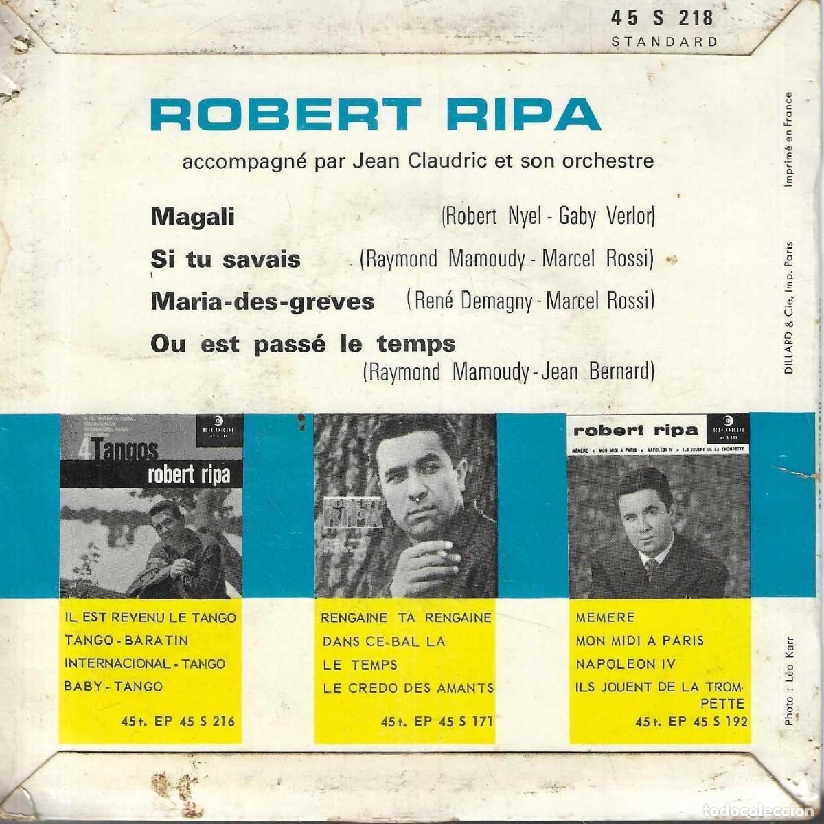 Discos de vinilo: ROBERT RIPA - MAGALI / SI TU SAVAIS +2 - DILLARD - Foto 4