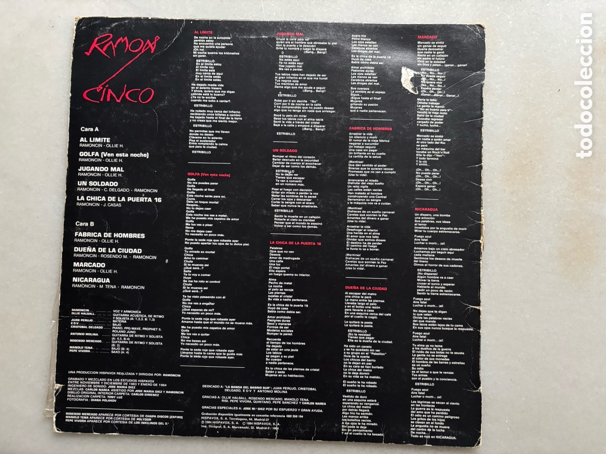 Discos de vinilo: LP Ram&oacute;n Cinco , Hispavox 1984 - Foto 2