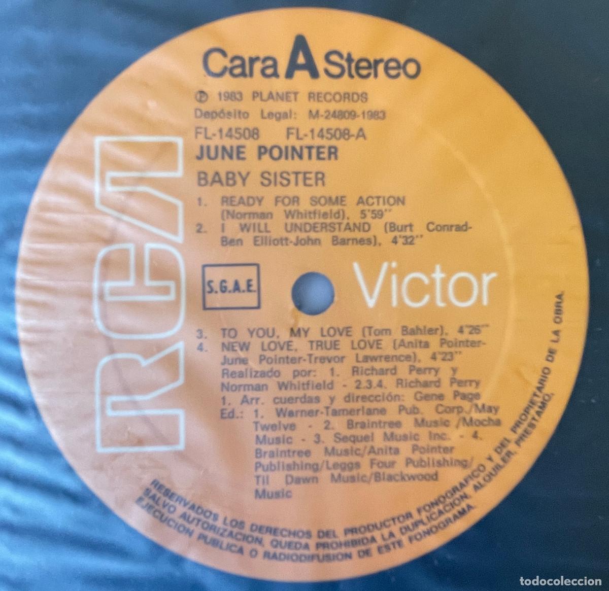 Discos de vinilo: JUNE POINTER / BABY SISTER / LP RCA 1983 / ESPA&Ntilde;A - Foto 6